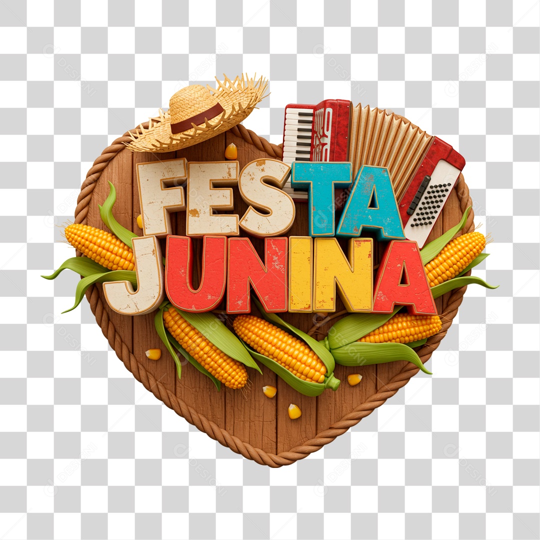 Selo 3D Festa Junina PNG Transparente