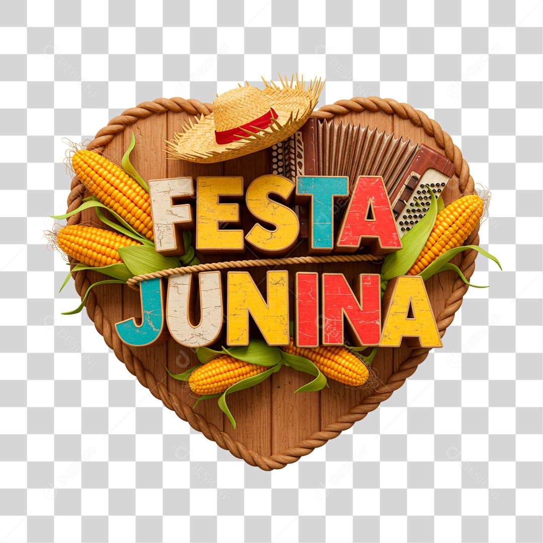 Selo 3D Festa Junina PNG Transparente