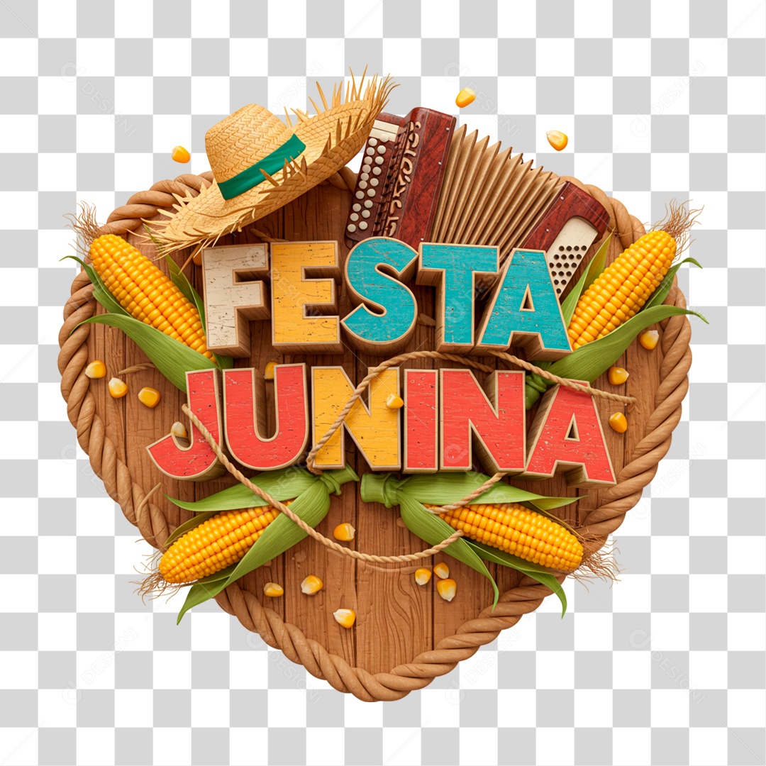 Selo 3D Festa Junina PNG Transparente