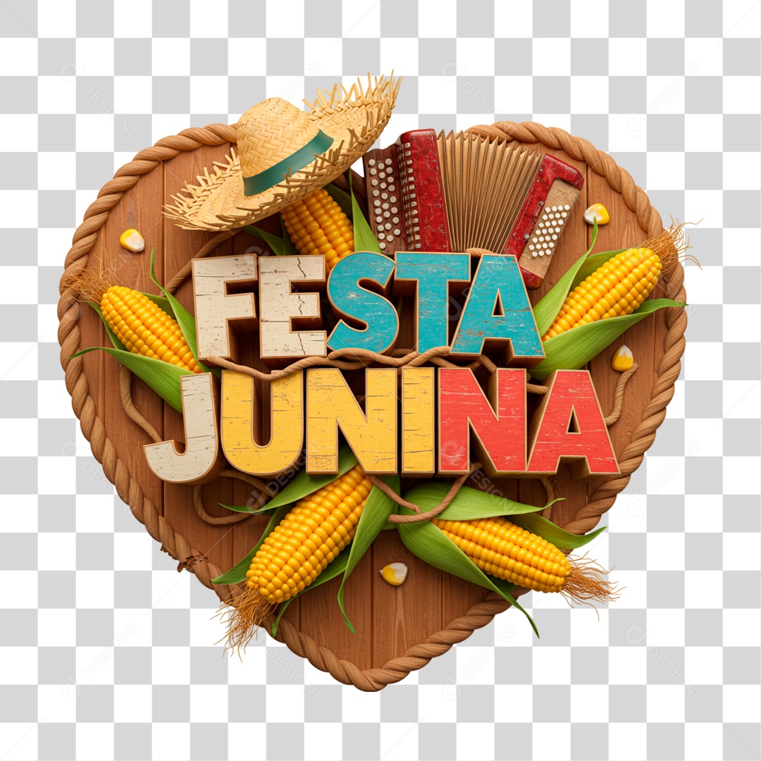 Selo 3D Festa Junina PNG Transparente