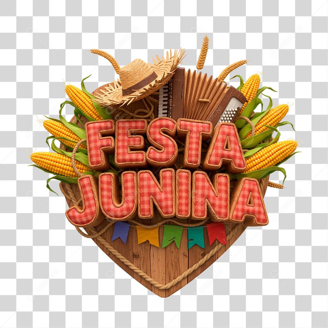 Selo 3D Festa Junina PNG Transparente