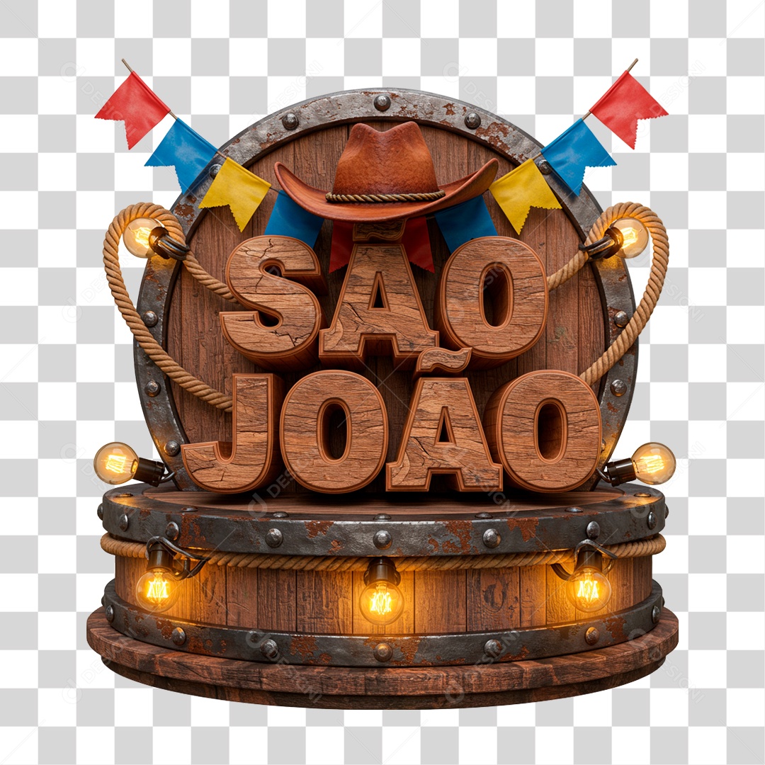 Selo 3D São João PNG Transparente