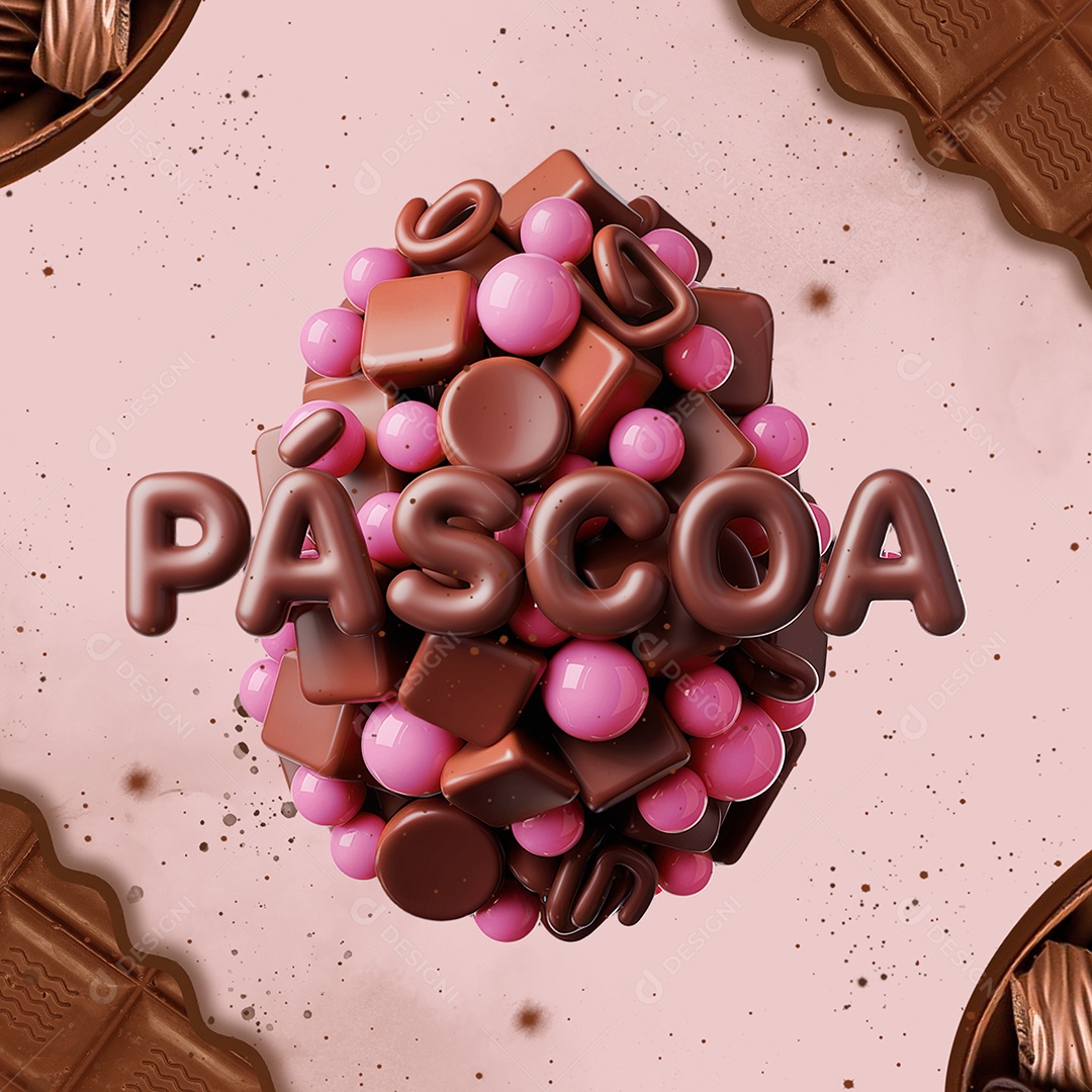 Páscoa  Selo 3D para Composição PSD