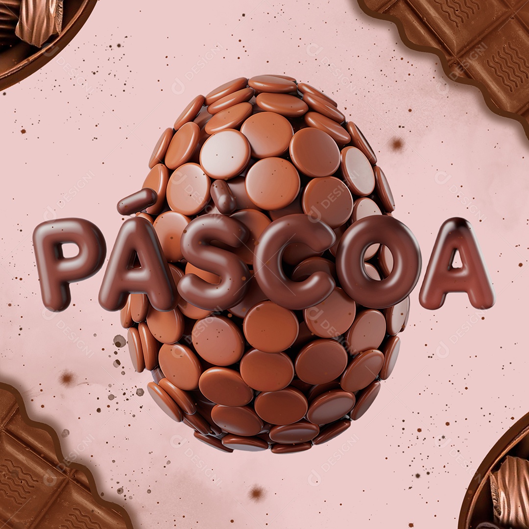Páscoa Selo 3D para Composição PSD