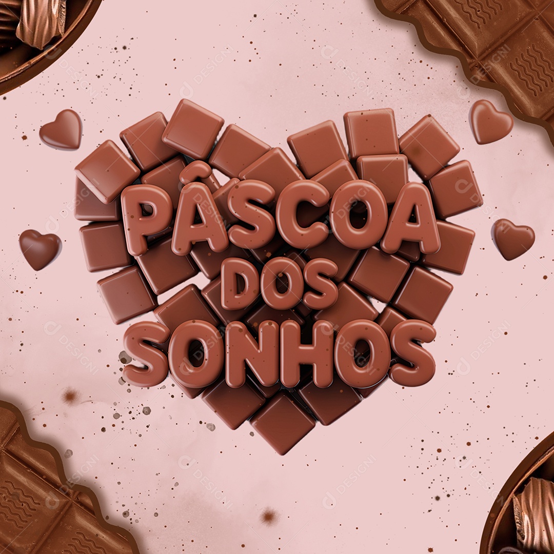 Páscoa Dos Sonhos Selo 3D para Composição PSD