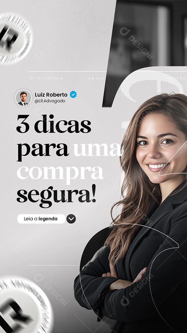 Story Advocacia Três Dicas para Uma Compra Segura Social Media PSD Editável