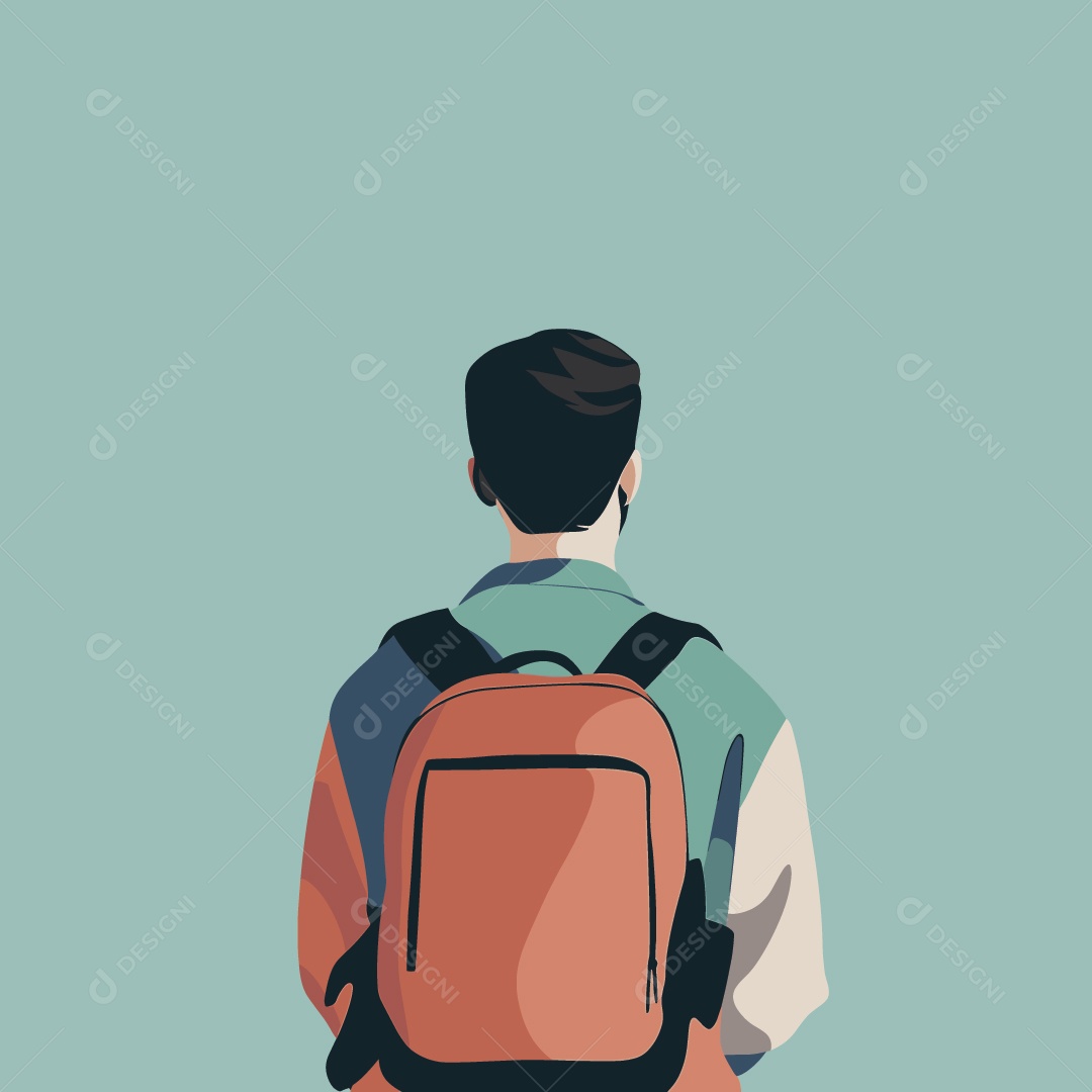 Menino Estudante com Mochila nas Costas Ilustração Vetor EPS