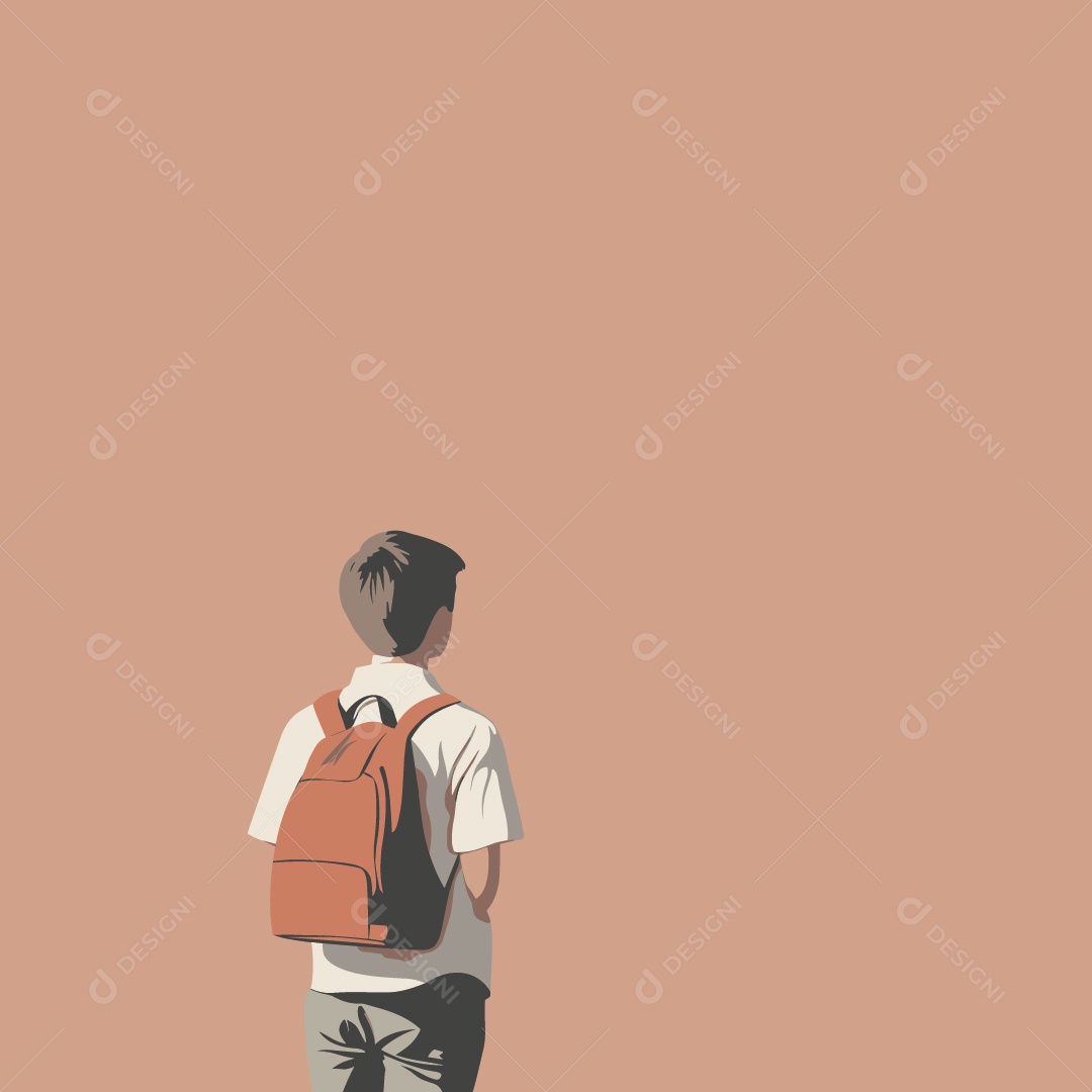 Menino Estudante com Mochila nas Costas Ilustração Vetor EPS