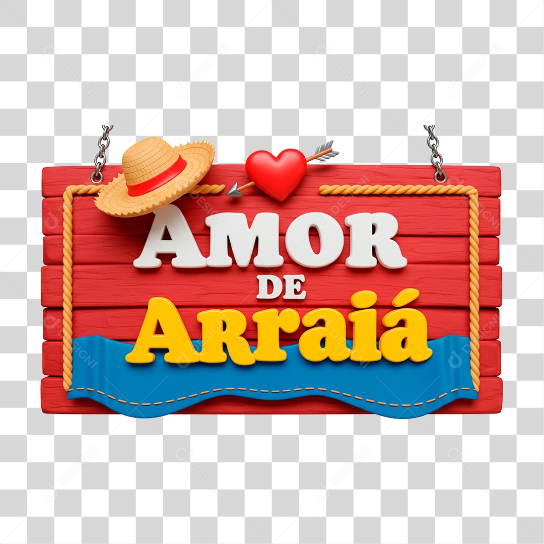 Selo 3D Amor de Arraiá PNG Transparente