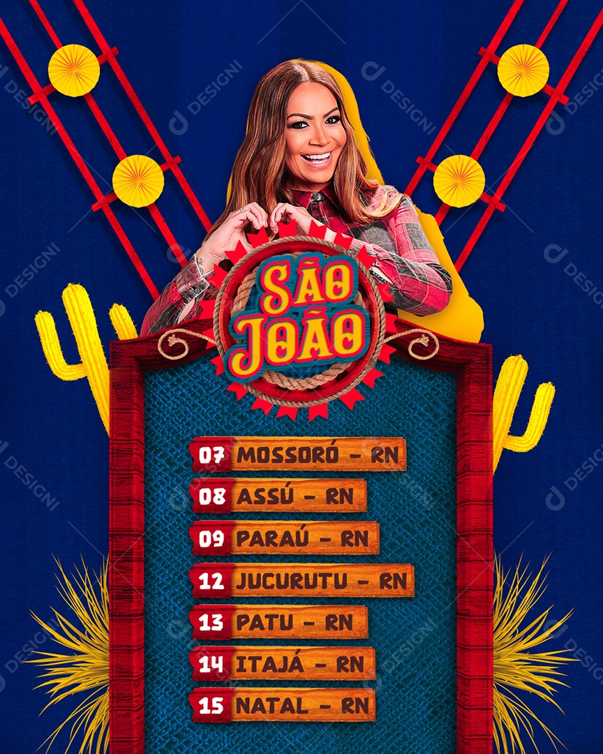 Feed Flyer Agenda de São João Solange Almeida Social Media PSD Editável