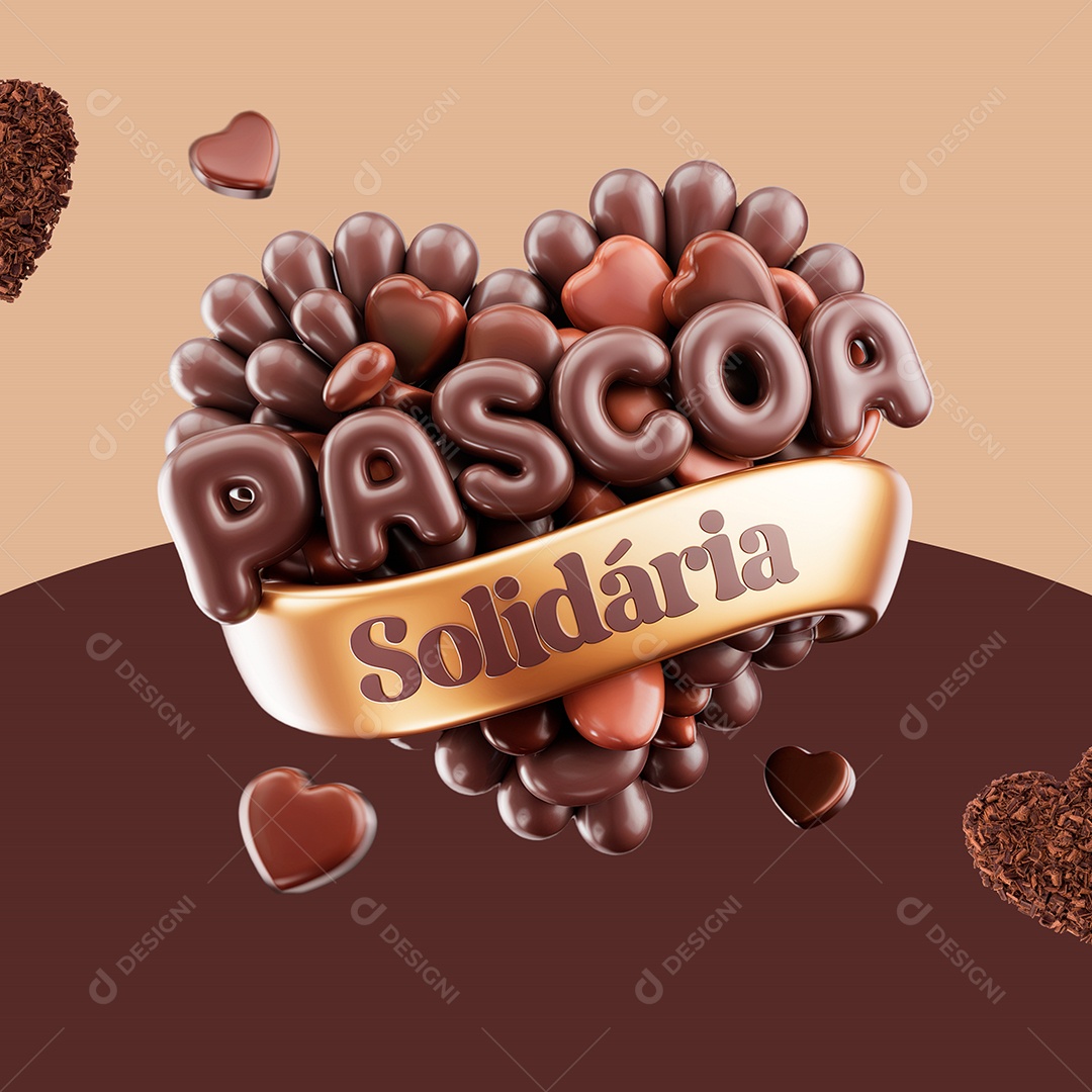 Páscoa Solidaria Selo 3D para Composição PSD