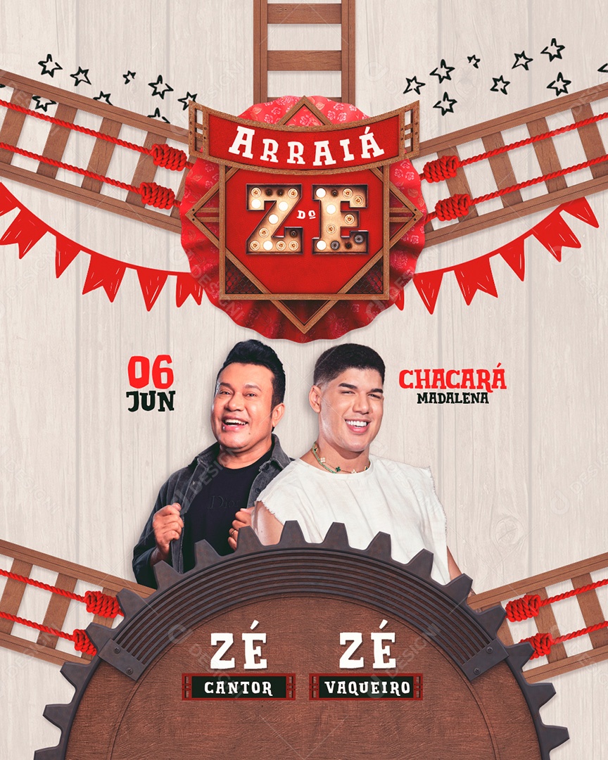 Feed Flyer Agenda Shows Arraiá do Zé Social Media PSD Editável