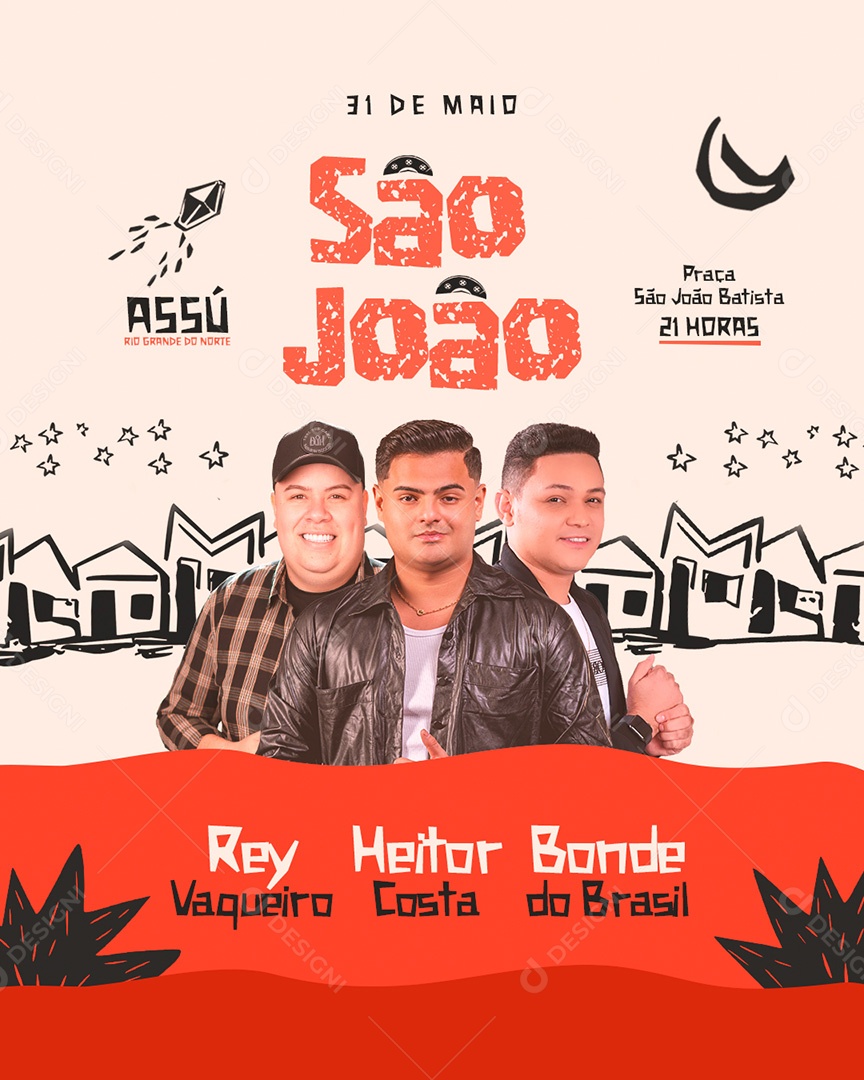 Feed Flyer Agenda Shows São João Social Media PSD Editável