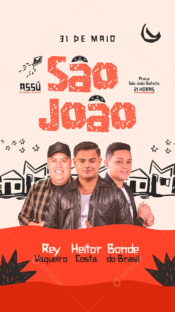 Story Flyer Agenda Shows São João Social Media PSD Editável