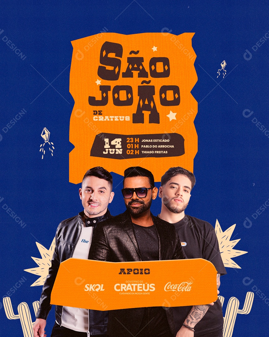 Feed Flyer Agenda Shows São João Social Media PSD Editável