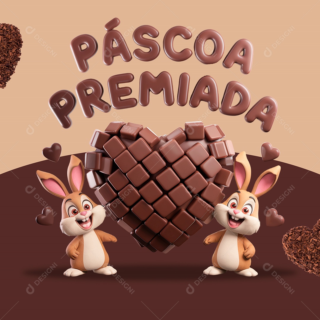 Páscoa Premiada Selo 3D para Composição PSD