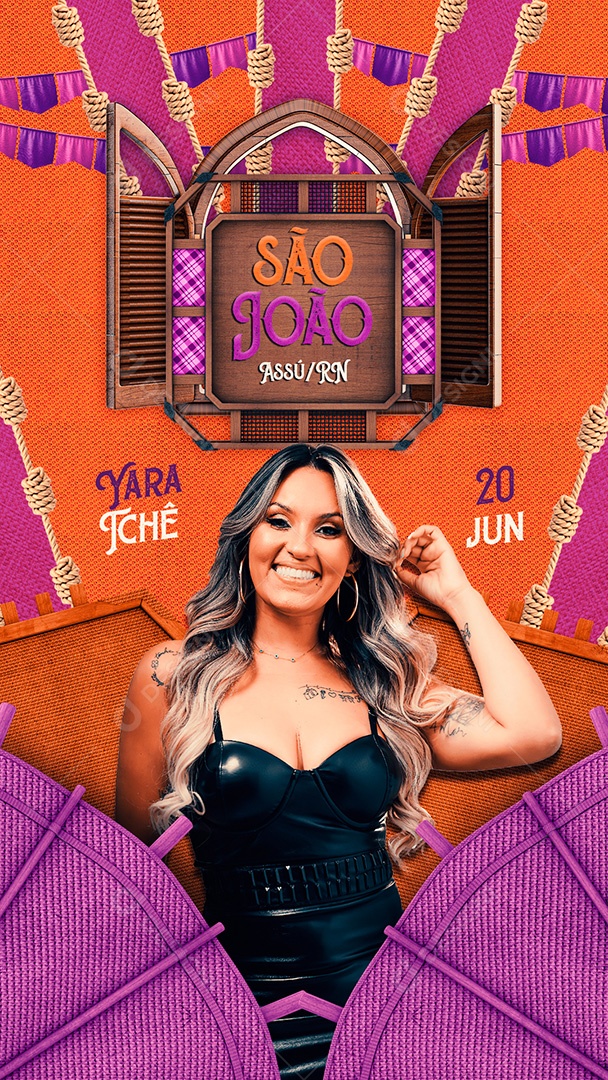 Story Flyer Agenda Shows São João Social Media PSD Editável