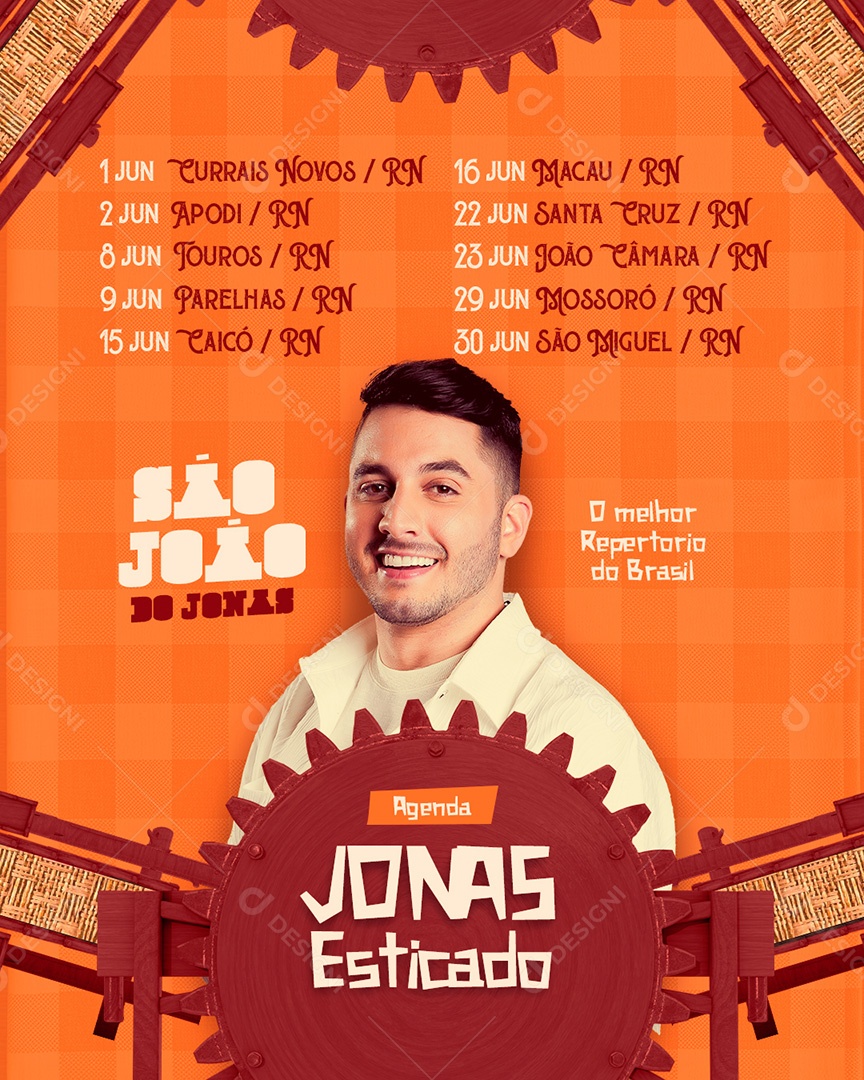 Feed Flyer Agenda Shows Jonas Esticado Social Media PSD Editável