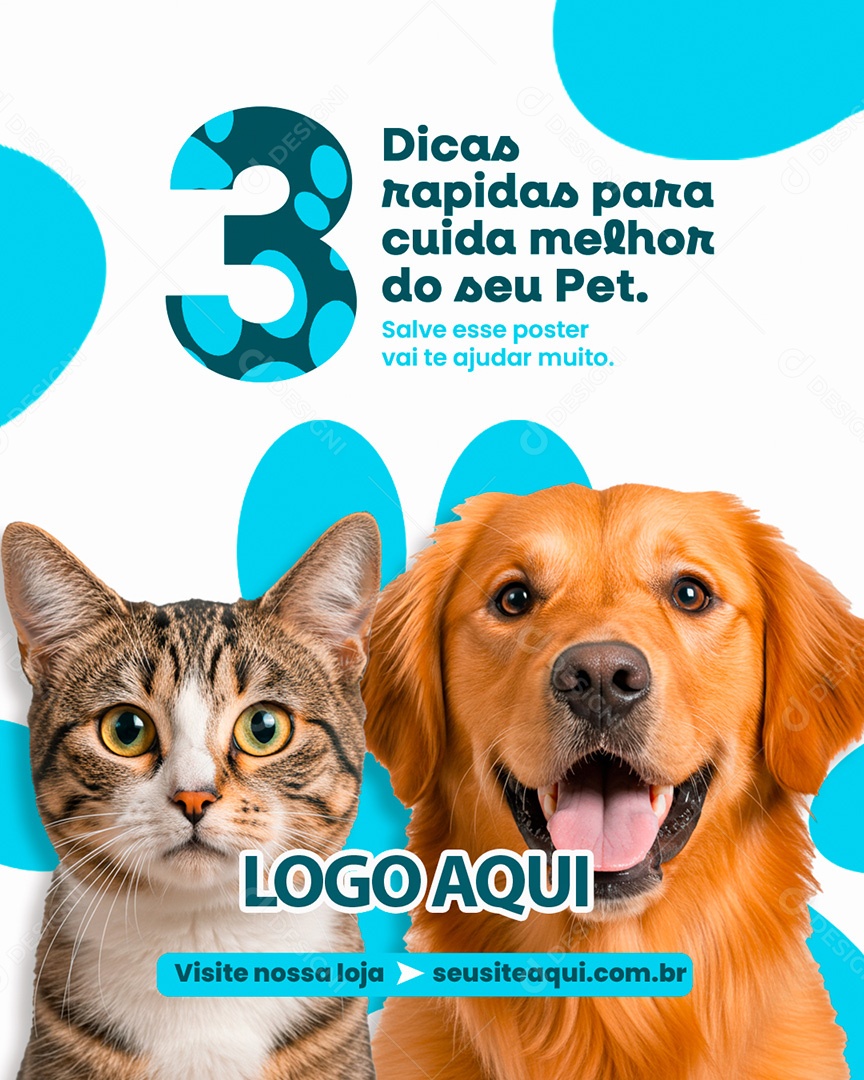 Pet Shop Dicas Rápidas Social Media PSD Editável