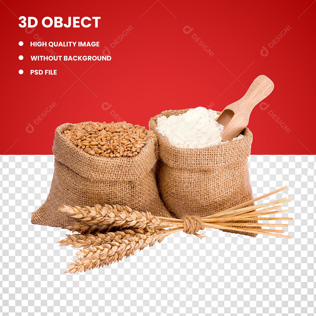 Elemento Grãos De Trigo Em Sacos Para Composição PSD