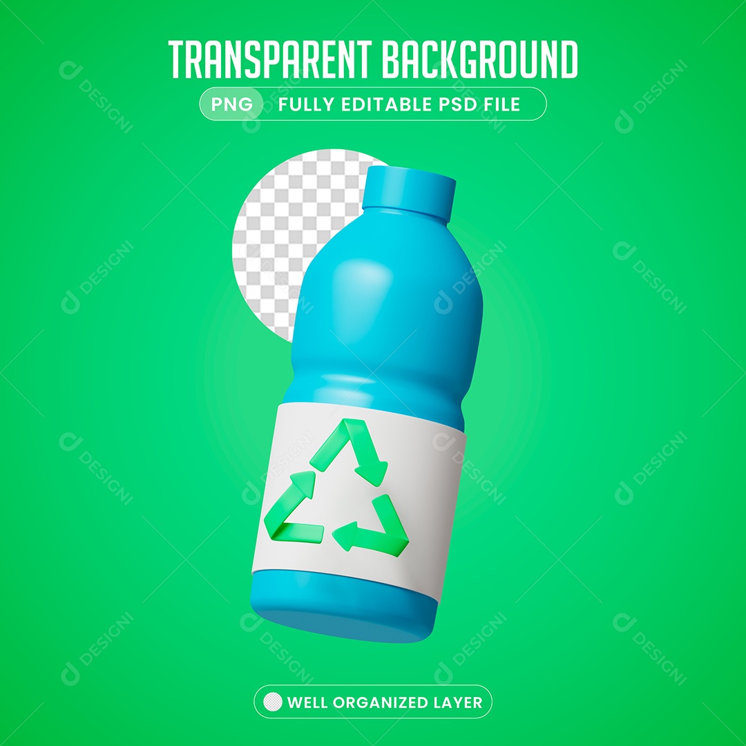 Garrafinha Pet Elemento 3D Para Composição PSD