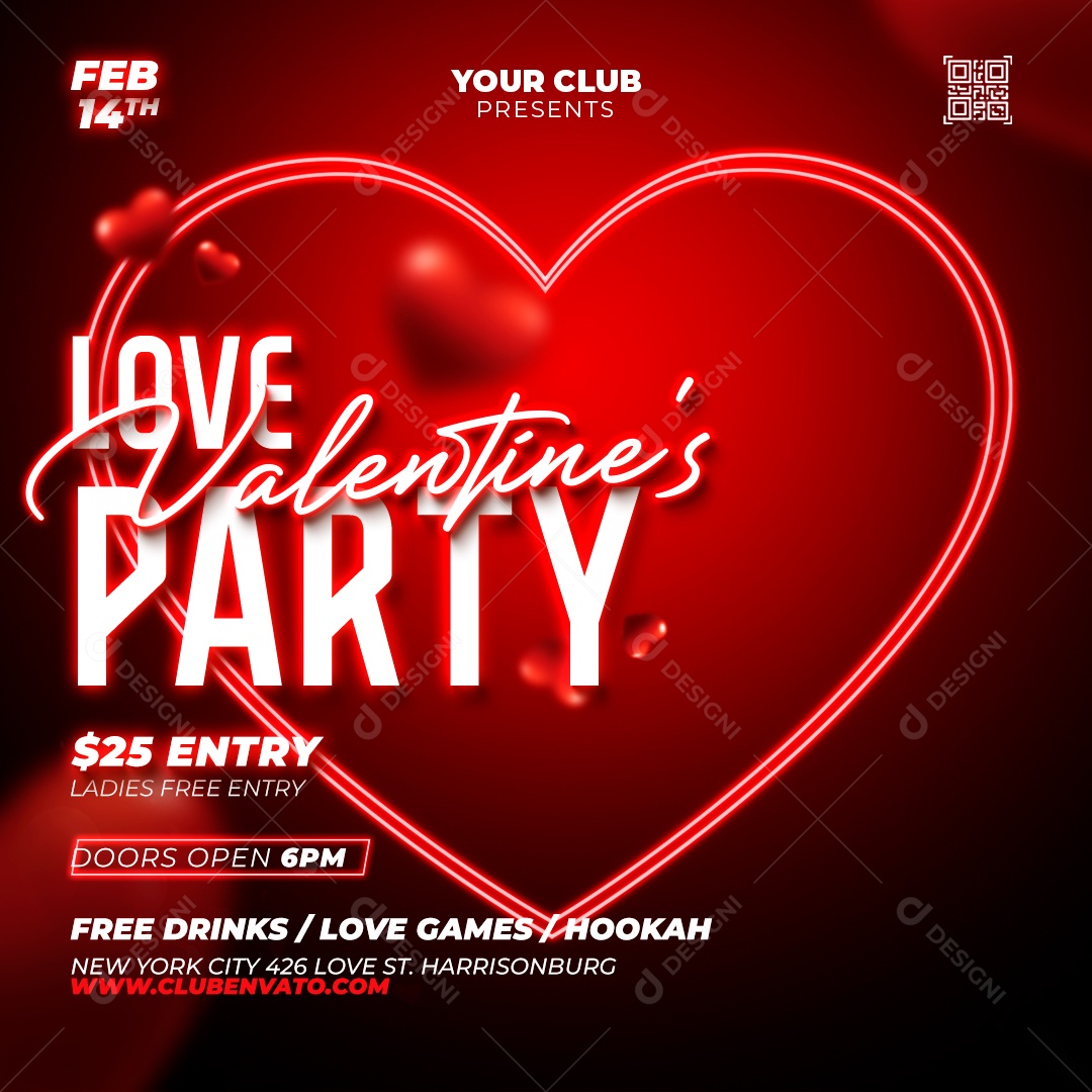 Festa de Dia dos Namorados Com Amor Social Media PSD Editável