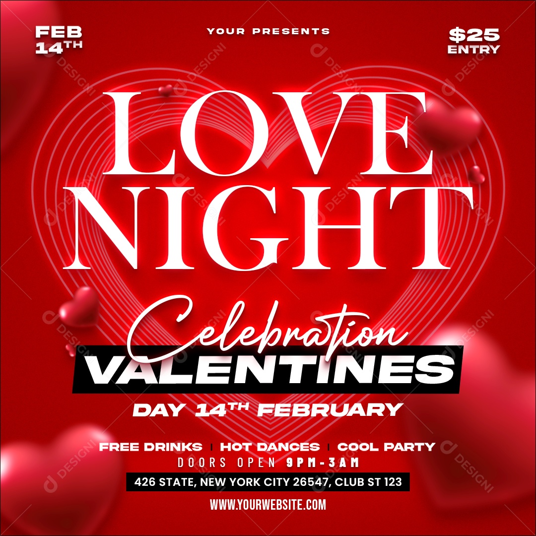 Celebração da Noite do Amor Dia dos Namorados Social Media PSD Editável