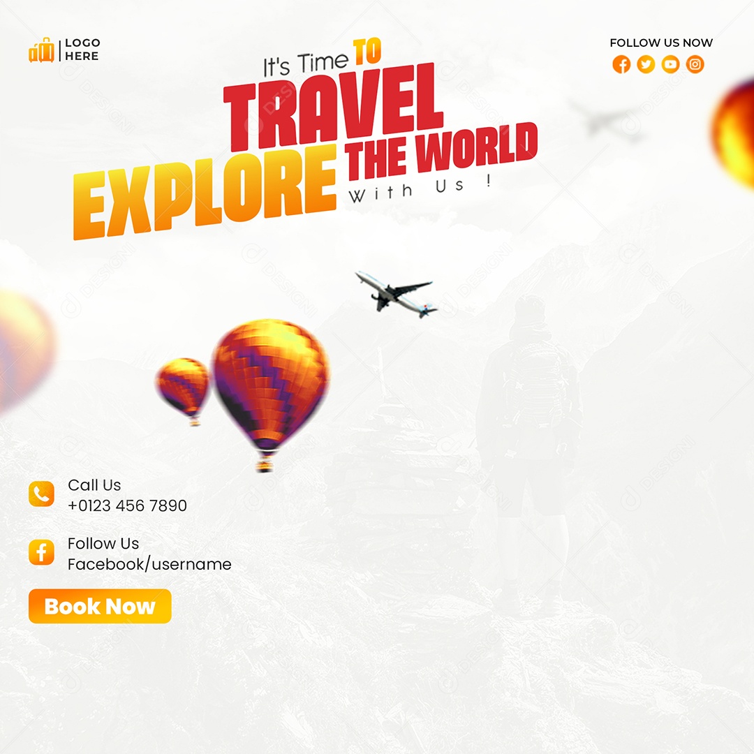 Agência de Viagens Viajar Explore a Palavra Social Media PSD Editável