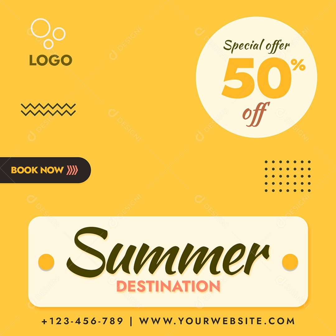 Agência de Viagens Destino de Verão Social Media PSD Editável