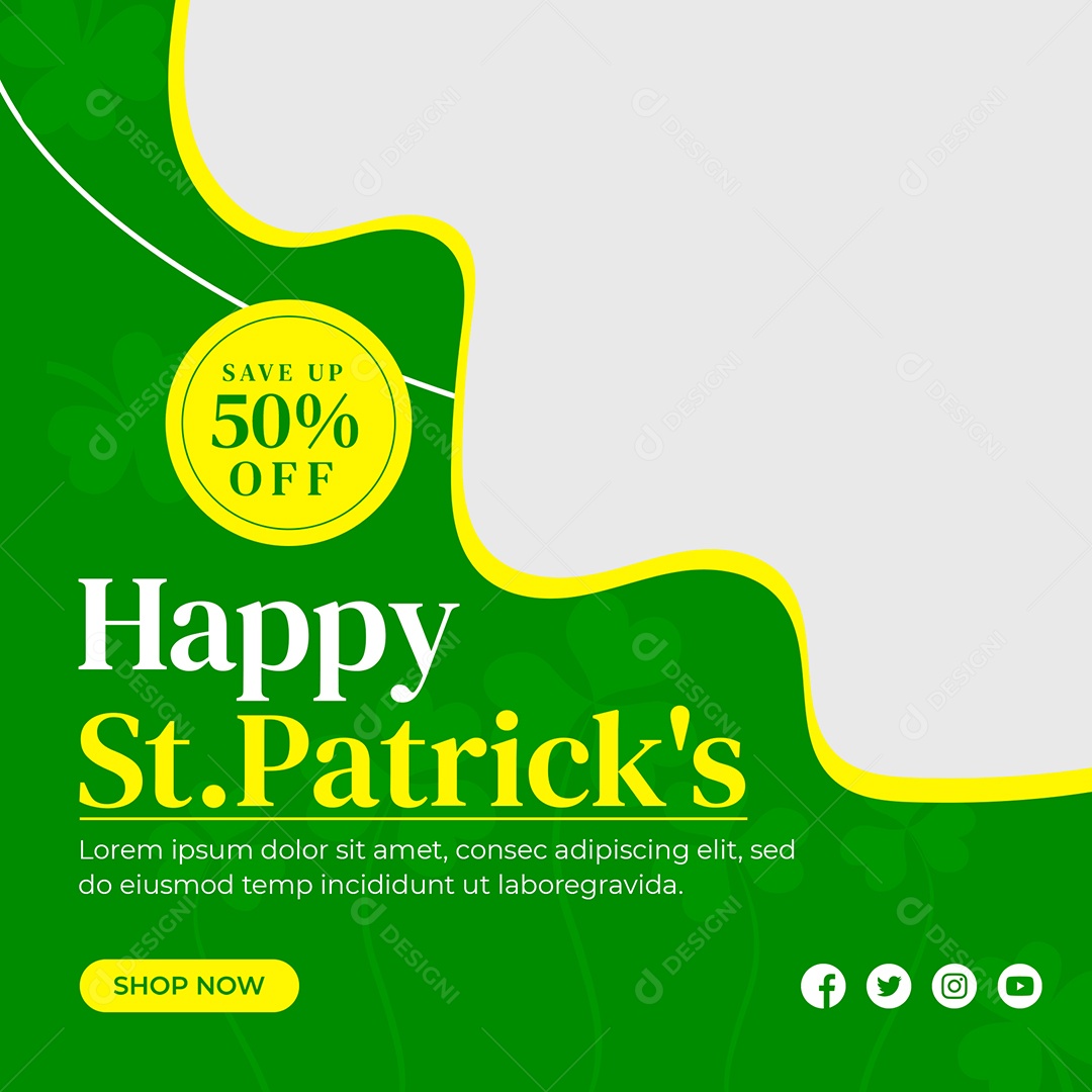 Feliz Dia de São Patrício 50% OffSocial Media PSD Editável