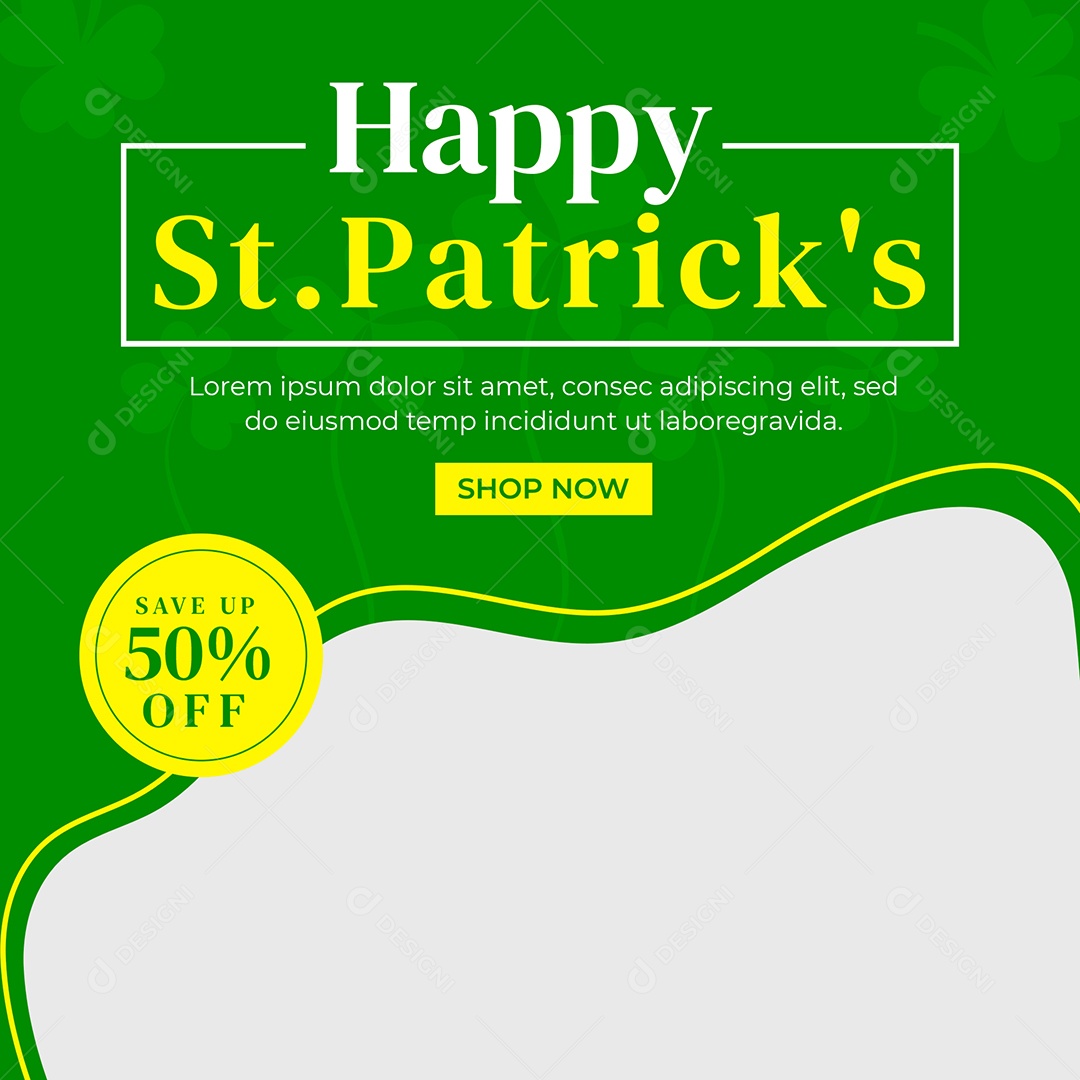 Feliz Dia de São Patrício 50% Off Social Media PSD Editável