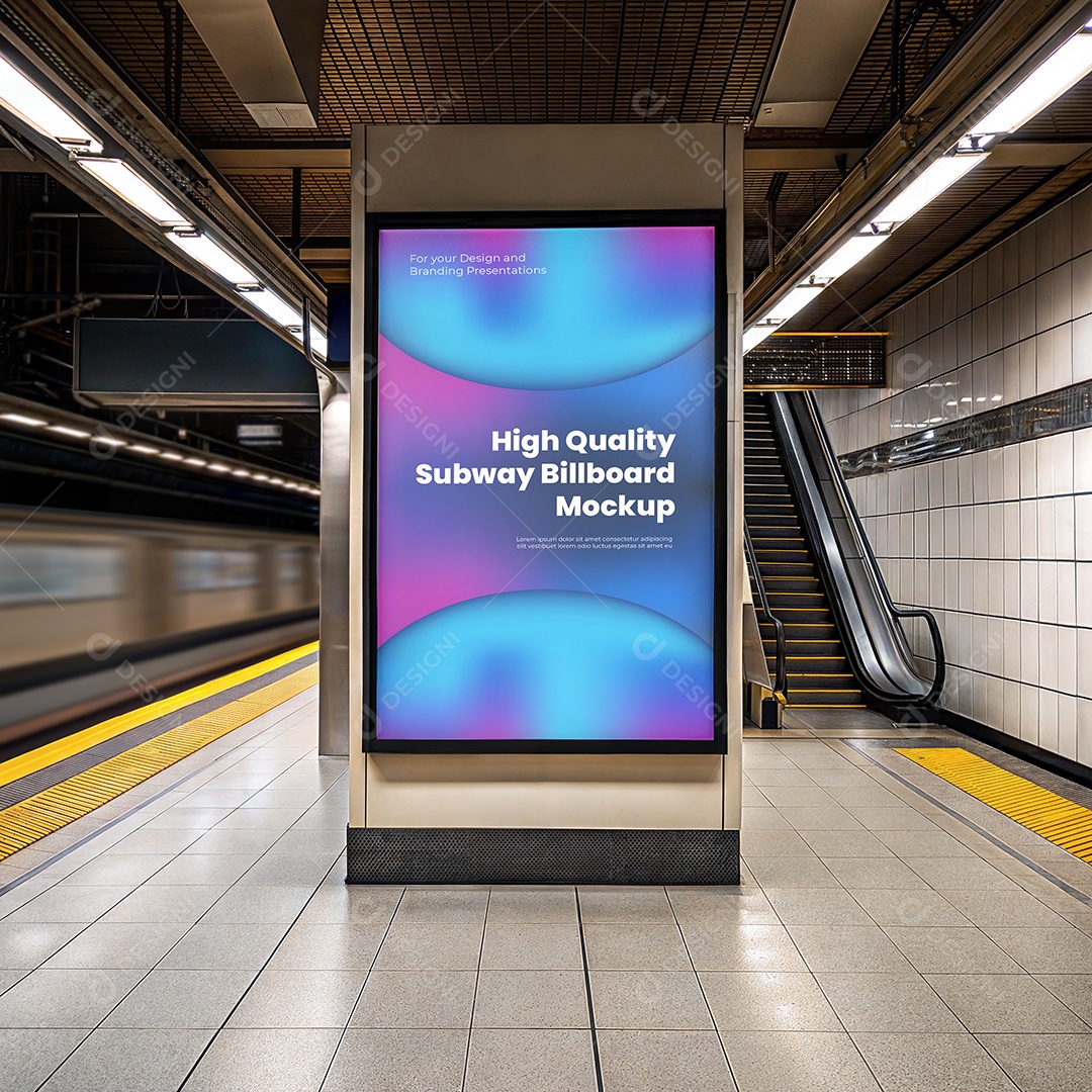 Mockup Anúncio Publicitário Em Metrô PSD Editável