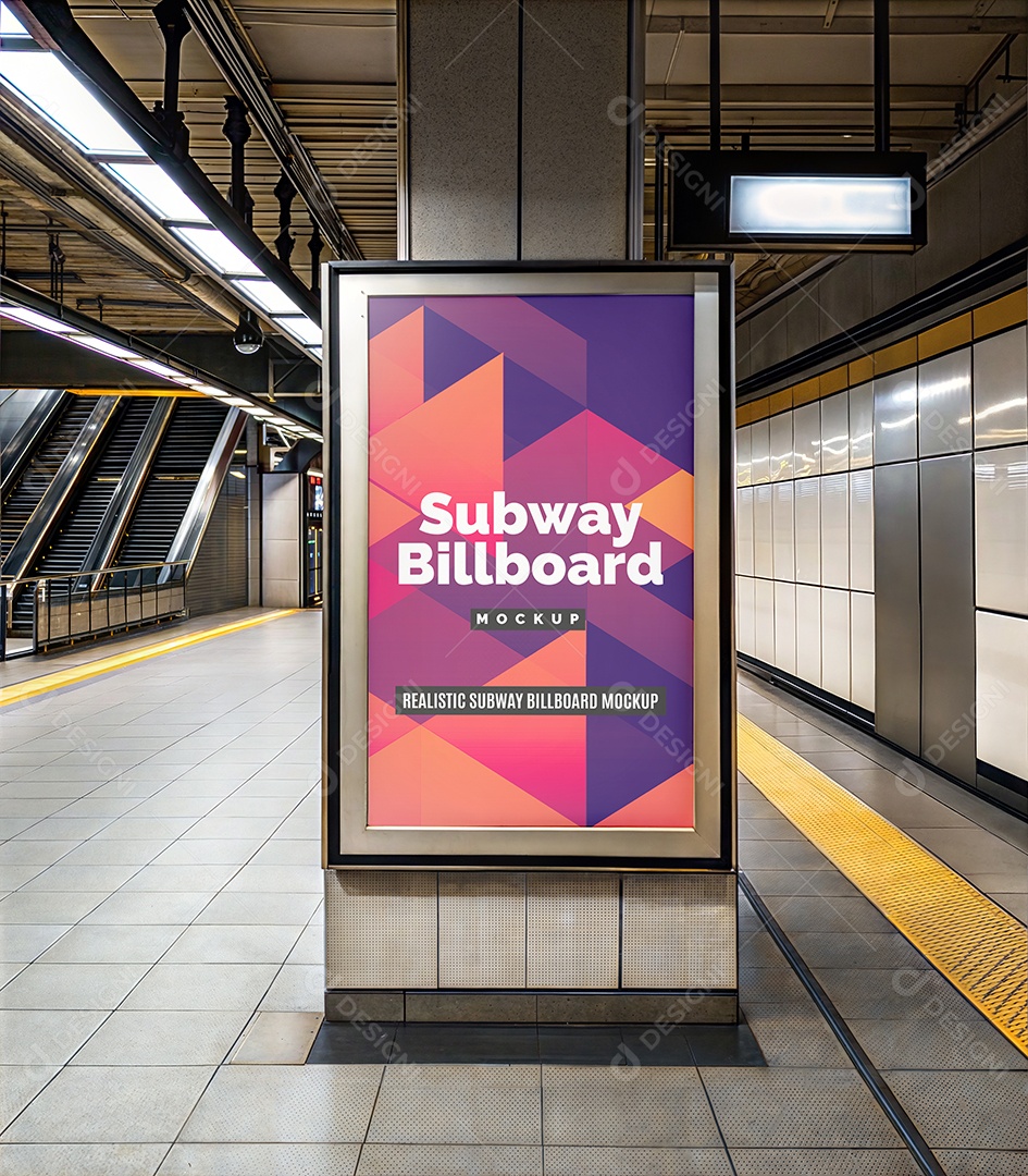 Mockup Anúncio Publicitário Em Metrô PSD Editável