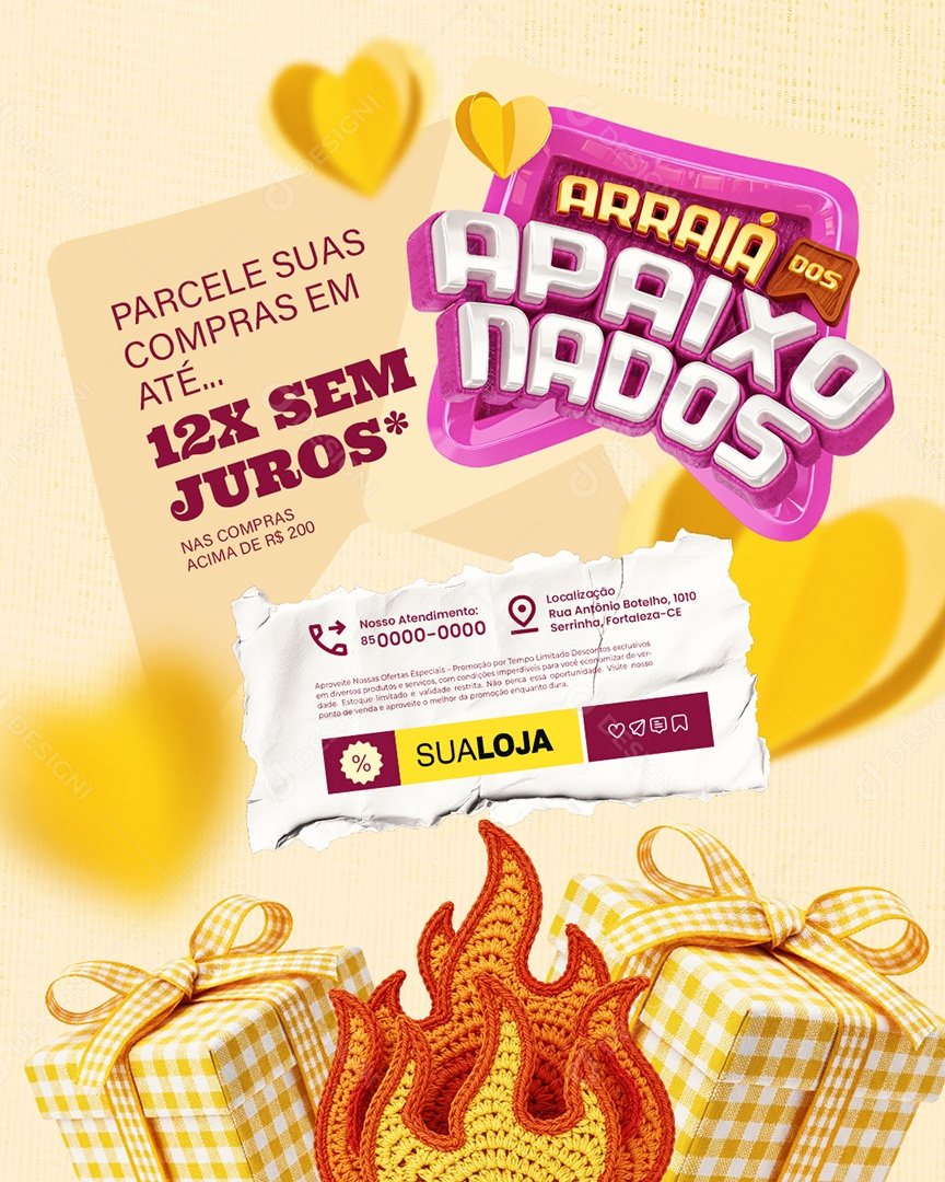 Arraiá dos Apaixonados Parcele suas Compras Social Media PSD Editável