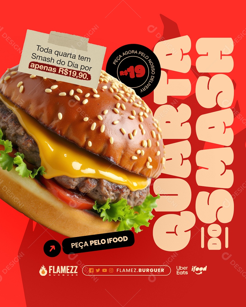 Hamburgueria Quarta Smash Social Media PSD Editável