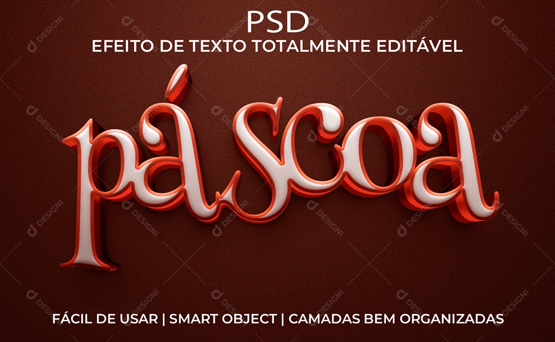 Efeito de Texto 3D Páscoa PSD Editável