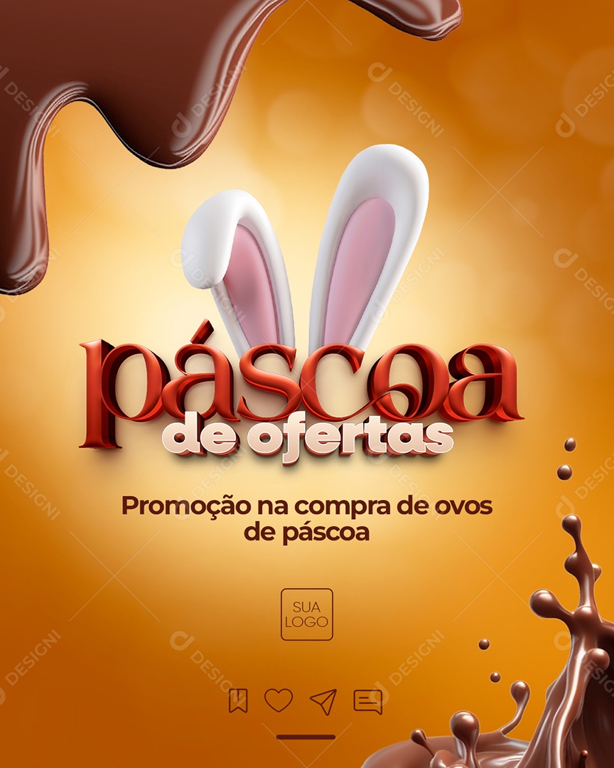 Selo 3D Páscoa de Ofertas para Composição PSD