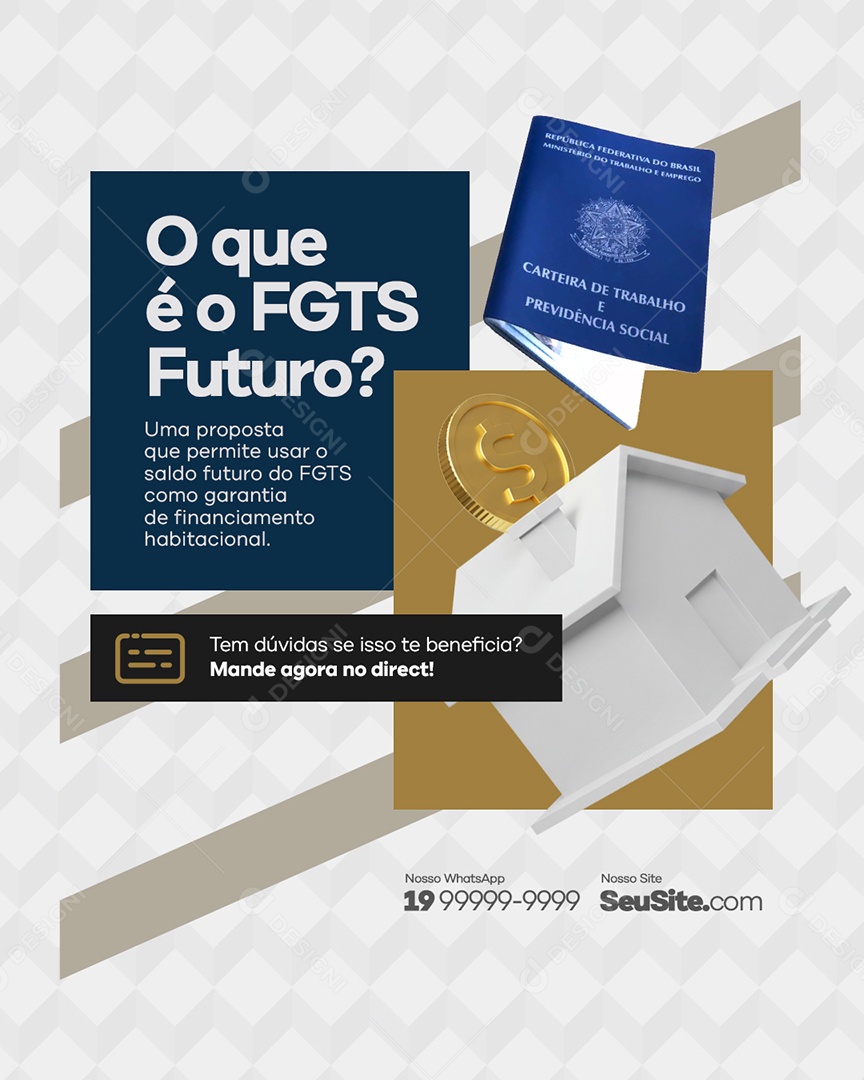 Advocacia O Que é o FGTS Futuro Social Media PSD Editável