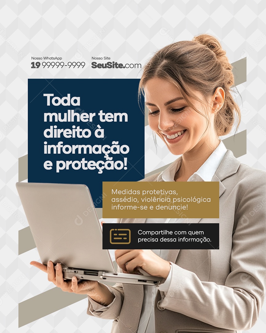 Advocacia Toda Mulher Tem Direito à Informação Social Media PSD Editável