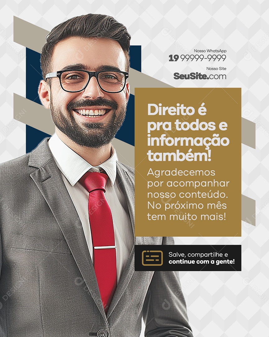 Advocacia Direito é Pra Todos e Informação Também Social Media PSD Editável