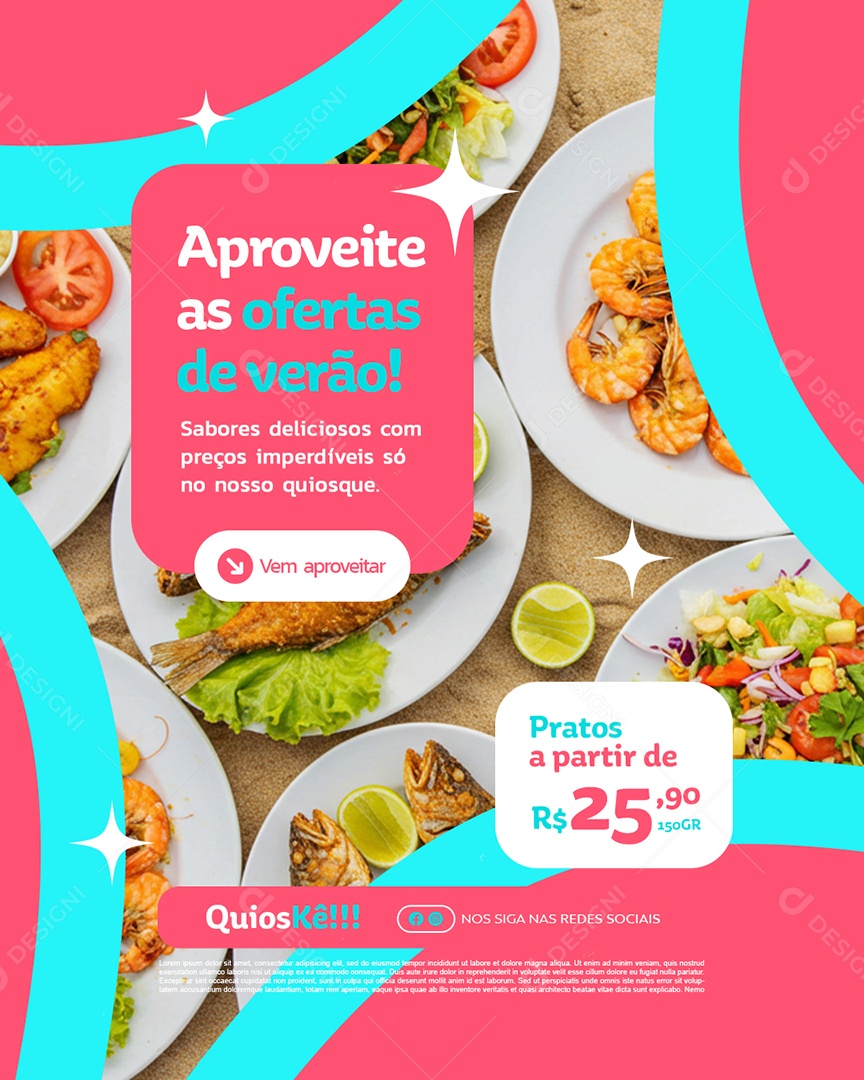 Quiosque Aproveite as Ofertas de Verão Social Media PSD Editável