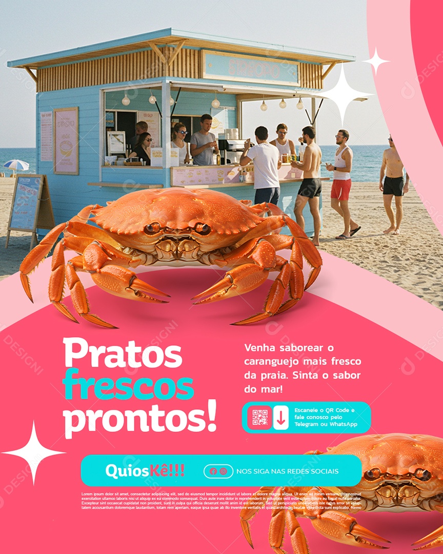 Quiosque Pratos Frescos Prontos Social Media PSD Editável