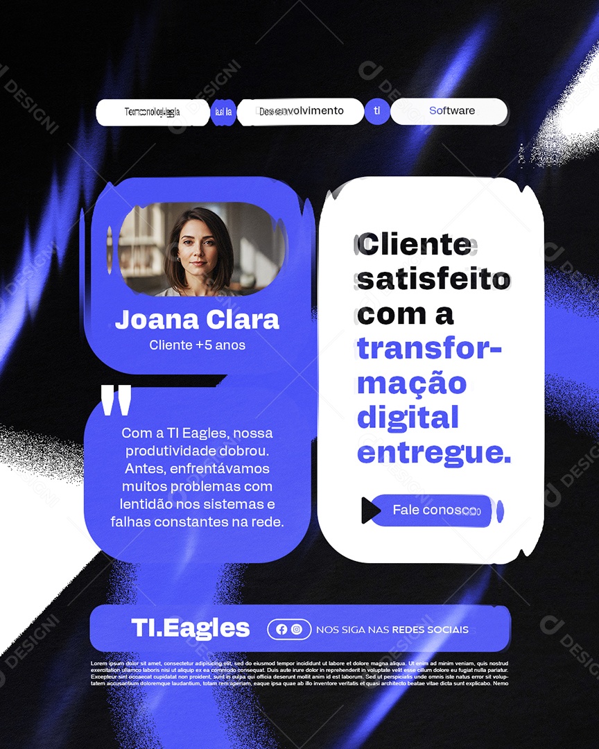 TI Cliente Satisfeito com a Transformação Digital Social Media PSD Editável