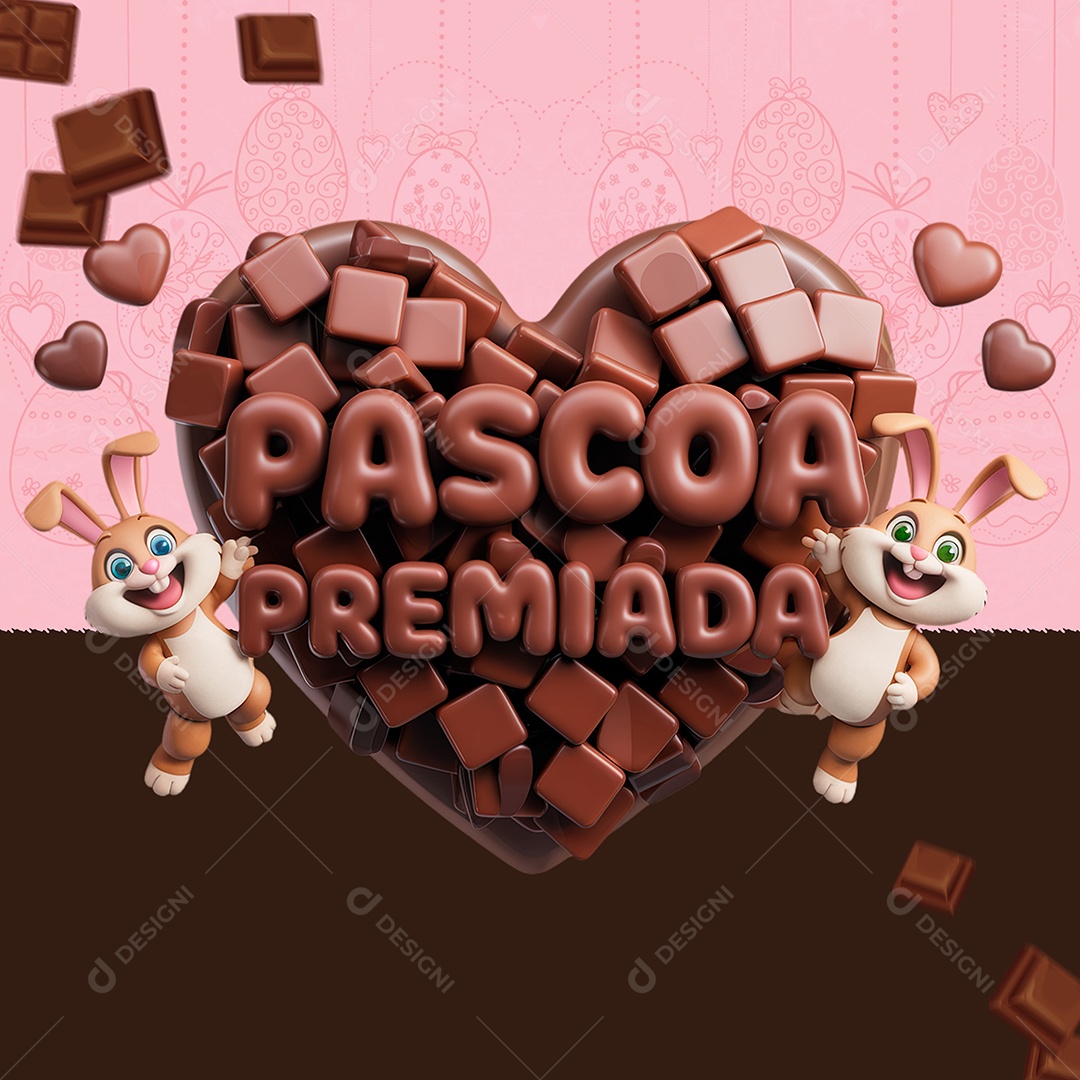 Páscoa Premiada Selo 3D para Composição PSD