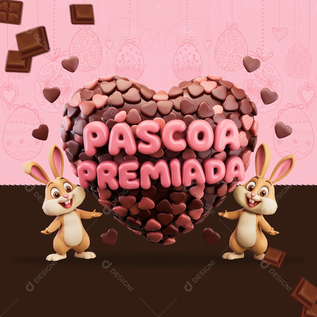 Páscoa Premiada Selo 3D para Composição PSD