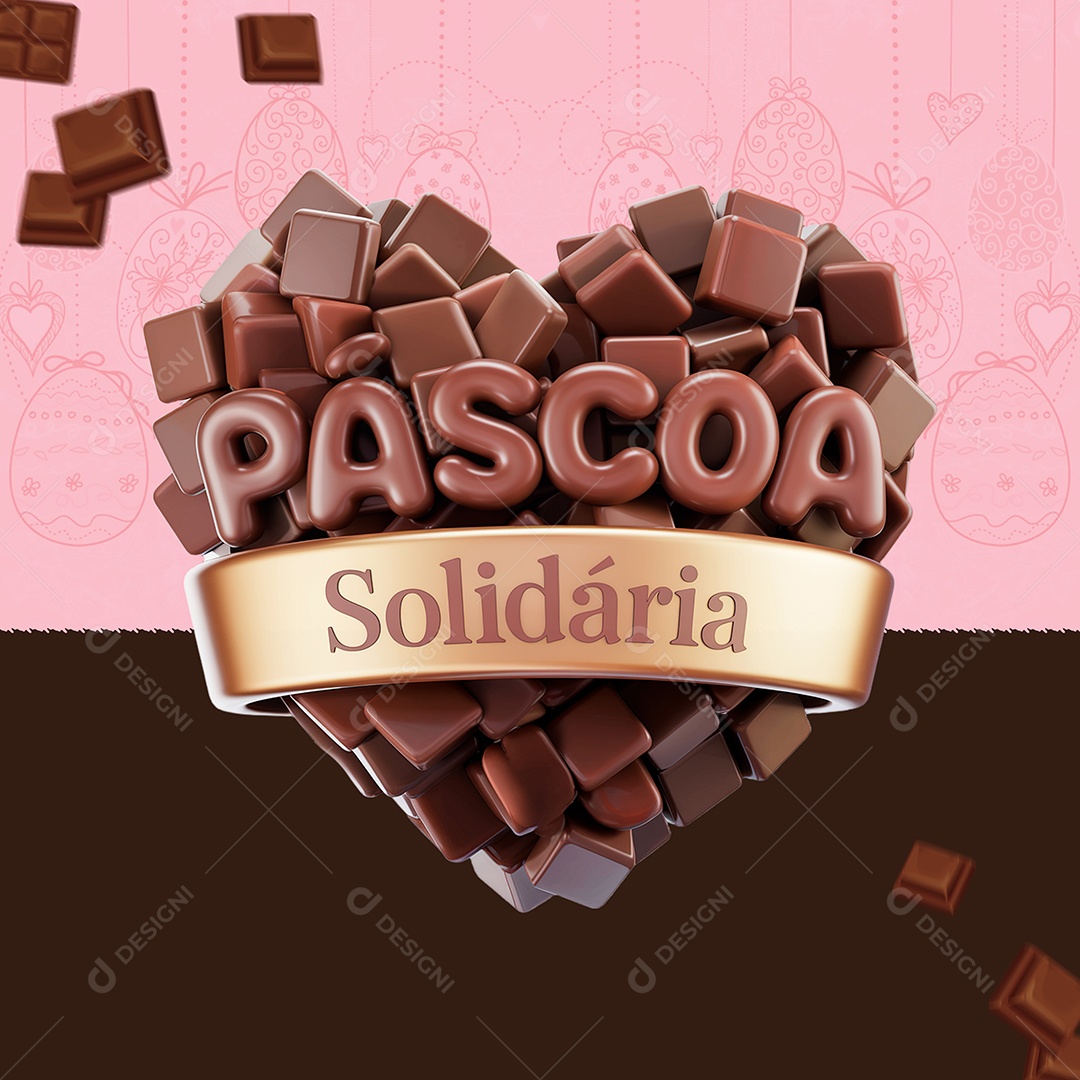 Páscoa Solidaria Selo 3D para Composição PSD