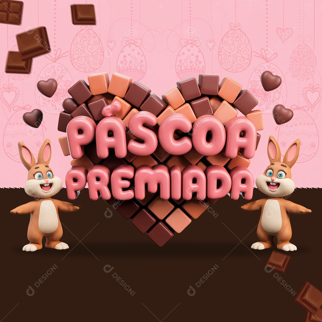 Páscoa Premiada Selo 3D para Composição PSD