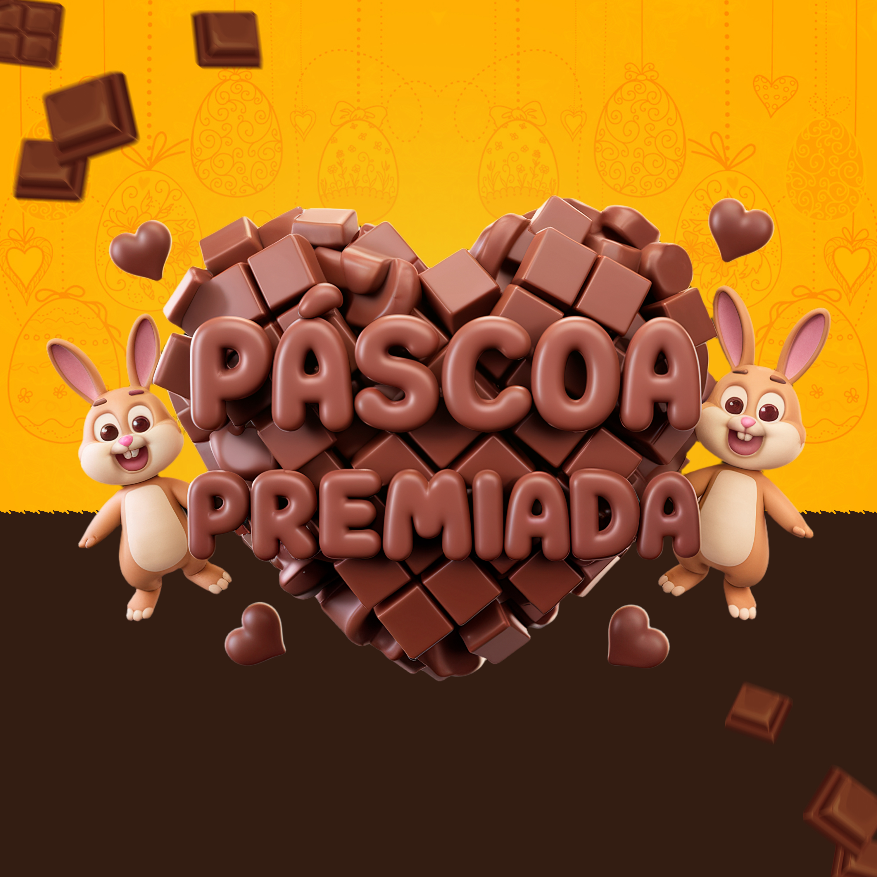 Páscoa Premiada Selo 3D para Composição PSD