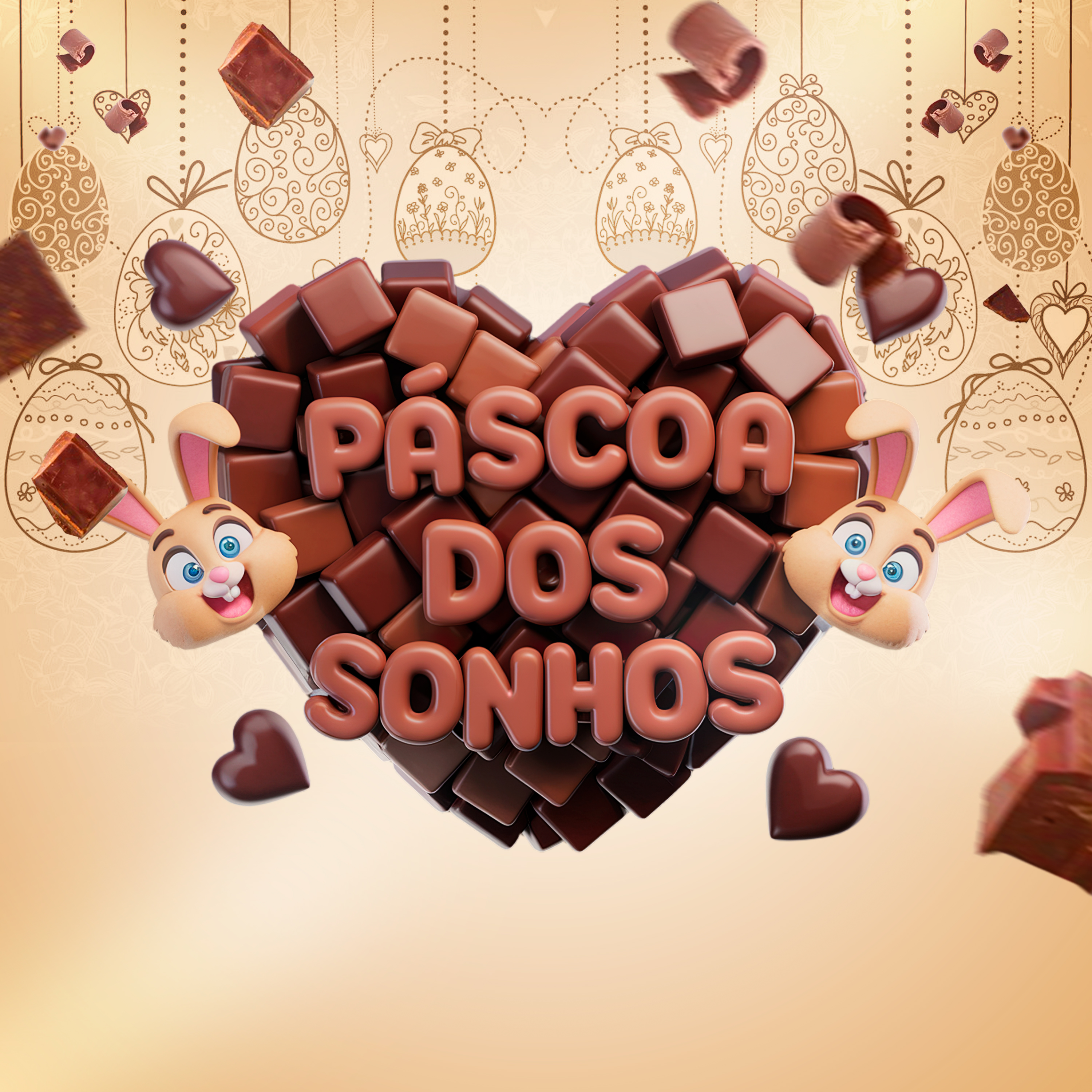 Páscoa Dos Sonhos Selo 3D para Composição PSD