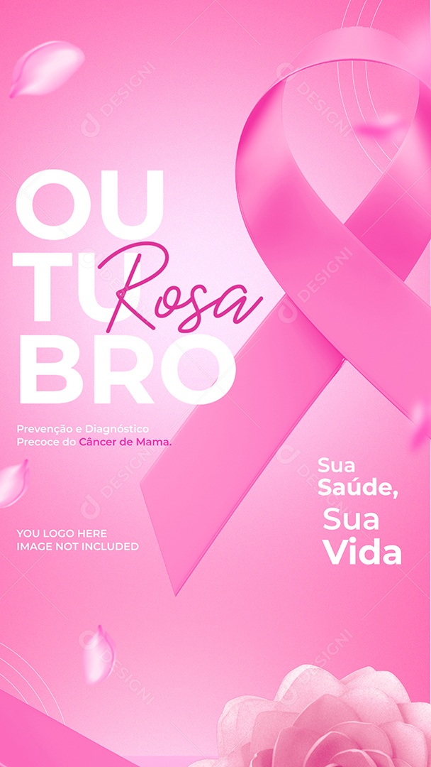 Story Outubro Rosa Sua Saúde sua Vida Social Media PSD Editável